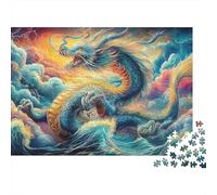 Dragon Castle1000 Piece Durable Cardboard Cloud Dragon Jigsaw Puzzle Adults Teens 12-18 Years Brain Training Challenging Home Leisure Activity 52x38cm/1000pcs