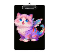 Dragon Cat Acrylic Clipboard A4 Letter Size Standard Clipboard with Metal Profile Clip, Hanging File Holder for Teacher, Social Worker, Office Supplies 8.5 X 12.5 Inch
