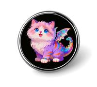 Dragon Cat Badges Pin, Personalized Exquisite Round Badge, 1 Inch Button Pins for Women And Men, Decorative Metal Round Brooch for Clothing, Backpacks, And Hats