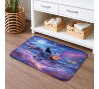 Dragon Cat Quick Dry Bath Mat, Fantasy Violet Clouds Absorbent Non Slip Shower Mat, Halloween Memory Foam Washable Rugs for Bathroom Decorative 16x24 Inch