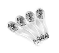 Dragon Ceramic Spoon Soup Spoons Asian Soup Spoon Chinese Korean Japanese Ramen Pho Miso Spoons Set of 4 with Hole 6.2 Inch