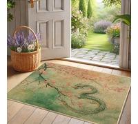Dragon Cherry Blossom Door Mat Outdoor Indoor Entrance Mat for Spring Decor Non Slip Waterproof Dust Absorbing Easy Clean 29"x17"