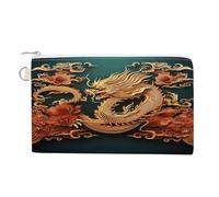 Dragon Chinese Background Coin Purse with Zipper Coin Wallet Coin Pouch Canvas Change Purse Pouch Zero Wallet Coin Bag