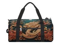 Dragon Chinese Background Gym Bag,Waterproof Travel Duffle Bag with Shoe Wet Compartment Tactical Backpack Large Capacity Weekender Overnight Bags for Sports Fitness