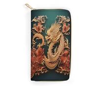 Dragon Chinese Background Long Wallet with Zip Rodeo Wallet Credit Card Holder Mini Purse Passport Bag for Men Women