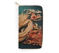 Dragon Chinese Background Long Wallet with Zip Rodeo Wallet Credit Card Holder Mini Purse Passport Bag for Men Women