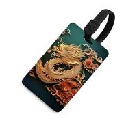 Dragon Chinese Background Luggage Tags for Suitcases Funny Luggage Identification Labels Stylish Baggage Label with Black Hanging Loop Personalized ID Label for Travel Bag