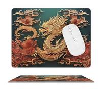 Dragon Chinese Background Mouse Pad for Office, Leather Mouse Mat with Non-Slip Base, Waterproof Desk Pad Protector for Home, Personalized Mouses Mat for Travel, Outdoor, 10" X 8"