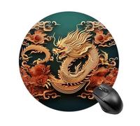 Dragon Chinese Background Mouse Pads Fashion Computer Mouse Mats Washable Portable Round Mousepad with Non-Slip Rubber Base Mouse Mat for Laptop Home Office Desk Accessories