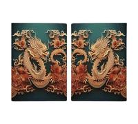 Dragon Chinese Background Passport Holder Leather Passport Wallet Cover Case Passport Protective Cover Cute Passport Book Holder Slim Credit Card Holder Travel Accessories for Women Men