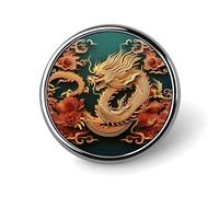 Dragon Chinese Background Round Badge Personalized Metal Lapel Pin Badges Fit Clothing Bags Hat Humorous Printed Brooch Badge Party Decorations Accessories for Men Women