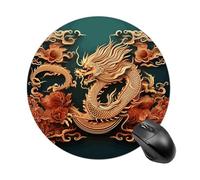 Dragon Chinese Background Round Mouse Pad 7.8 Inch, Portable Gaming Mouse Mat with Non-Slip Rubber Base & Smooth Surface, Waterproof Mousepad for PC, Laptop, Computer, Office, Home