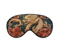 Dragon Chinese Background Sleep Mask Light Block-Out Eye Mask for Side Sleeper Pressure-Free Soft Night Blindfold with Adjustable Strap Breathable Sleep Eye Cover for Travel