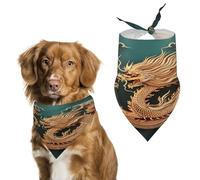 Dragon Chinese Background Spring Summer Dog Bandanas Soft, Dog Scarf Washable Triangle, Pet Bandana Cute Outdoor Accessories for Small Dogs Cat Pet