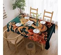 Dragon Chinese Background Table Cover Exquisite Printed Wrinkle Resistant Tablecloth Soft Rectangle Table Cloth Wipeable Washable Modern Decorative Table Cover for Dining Party Camping