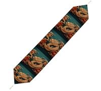 Dragon Chinese Background Table Runner for Dining Table, Short Plush Runners Washable & Durable Tablerunner Modern Home Decor for Wedding, Kitchen, Holiday 229*33cm