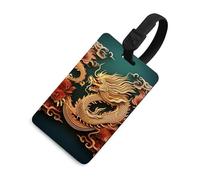 Dragon Chinese Luggage Tag for Suitcases TSA Approved with Name Id Card Suitcase Tags Identifiers Black Strap Clear Window Personalized Baggage Tag for Cruise Airport Travel Essentials