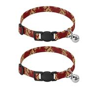 Dragon Chinese Red Adjustable Buckle Cat Collars 2 Pack Comfortable Cat Collar