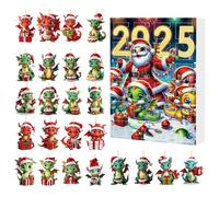 Dragon Christmas Advent 2025 | 2D Acrylic Countdown Calendar 24 Days - s Christmas Tree With Dragon Cute | For Kids Adults Home Family Rearview Mirror