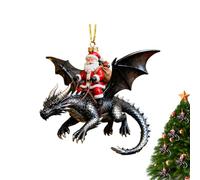 Dragon Christmas Ornaments - 2D Decoration of Santa Claus on Flying Dragon, Tree Ornament - for Holiday Decoration for Home Wall Window Backpack Celebration Winter Display
