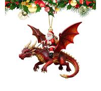 Dragon Christmas Ornaments - 2D flat Santa Riding a Flying Dragon Decor - Christmas Tree Decor - for Holiday Celebration Winter Seasonal Display Backpack