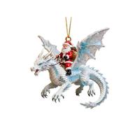 Dragon Christmas Ornaments 2D Santa Riding Flying Dragon Decoration