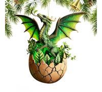Dragon Christmas Tree Decorations, 2D Fantasy Acrylic Dragon Tree Pendants, Dragon-themed Christmas Ornaments, Gothic Dragon Statue Hanging Pendant with Lanyard, Egg Dinosaur Decor for Dragon Lovers