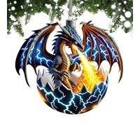 Dragon Christmas Tree Decorations, 2D Fantasy Acrylic Dragon Tree Pendants, Dragon-themed Christmas Ornaments, Gothic Dragon Statue Hanging Pendant with Lanyard, Egg Dinosaur Decor for Dragon Lovers