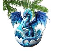 Dragon Christmas Tree Decorations - 2D Fantasy Acrylic Pendants, Gothic Statue Hanging Ornaments With Lanyard, Egg Dinosaur Decor for Dragon Lovers