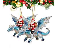 Dragon Christmas Tree Ornaments | 2Pack 2D Santa Claus Riding A Dragon | Santa Claus With Flying Dragon Pendant | Christmas Tree Decorations For Holiday Celebration Winter Seasonal Display Backpack