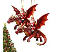 Dragon Christmas Tree Ornaments | 2Pack 2D Santa Claus Riding A Dragon | Santa Claus With Flying Dragon Pendant | Christmas Tree Decorations For Holiday Celebration Winter Seasonal Display Backpack