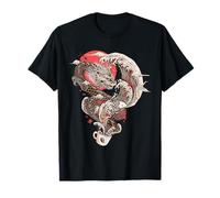 Dragon Coffee Cup Great Wave Japan Themed T-Shirt