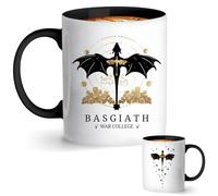 Dragon Coffee Mug Cup, Fourth Wing Merch Coffee Mug, Double-Side Printed 11oz Ceramic Mug, Black Handle Dragon Mug Tea Cups, Bookish Gift for Fantasy Readers