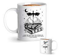 Dragon Coffee Mug Cup, Fourth Wing Merch Coffee Mug, I AM Infinite 11oz Ceramic Mug, Black Handle Dragon Mug Tea Cups, Bookish Gift for Fantasy Readers