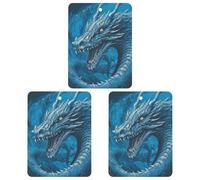 Dragon Cool Blue Car Air Freshener Hanging Incense Chips 3 Pack Automotive Scented Hanging Sheets Square for Car Home Auto Interior Decor