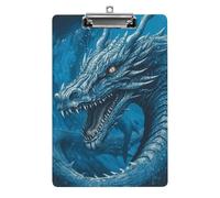 Dragon Cool Blue Clipboard, A4 Acrylic Clipboard with Hanging Hole, Ultra-Light Clip Board - Holds 100 Sheets, Shatterproof Document Holder for Office, 12.5" X 8.5"