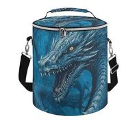 Dragon Cool Blue Lunch Bag, 15L Portable Leakproof Picnic Basket with Shoulder Strap, Insulated Picnic Cooler Bag for Camping, Beach, Hiking & Groceries