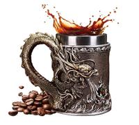 Dragon Cup, Embossed Chinese Drinkware, 12 Ounce Metal Cup for Hot Cold Drinks, Intricately Carved Details, Novelty Home Decor Accessory, Office and School Use for Celebrations