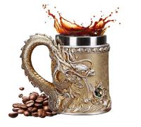 Dragon Cup, Embossed Chinese Drinkware, 12 Ounce Metal Cup for Hot Cold Drinks, Intricately Carved Details, Novelty Home Decor Accessory, Office and School Use for Celebrations