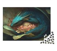 Dragon Curled Up in The Flower Rätsel Für Erwachsene || Familienspaß-Puzzles 1000pcs (75x50cm) Erwachsene