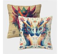 Dragon Cushion Covers 65 x 65 Set of 2, Abstract Velvet Pillow Cases with Invisible Zipper, Double-Sided Square Cushion Covers 65 x 65cm, Decorative Pillow Case for Living Room, Home Decor 9-1994