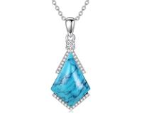Dragon Cut Gemstone Necklace Sterling Silver Moss Agate Lapis Lazuli Moonstone Blue Opal Turquoise Blue Sandstone Black Onyx Jewelry for Women, One Size, Sterling Silver, Turquoise