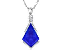 Dragon Cut Gemstone Necklace Sterling Silver Moss Agate Lapis Lazuli Moonstone Blue Opal Turquoise Blue Sandstone Black Onyx Jewelry for Women, One Size, Sterling Silver, Lapis Lazuli