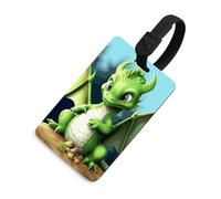 Dragon Cute Luggage Tag TPU Luggage Tag for Suitcases with Black Secure Strap Personalized Travel Essentials Bag Tag Address Card Quick Install for Cruise Airport