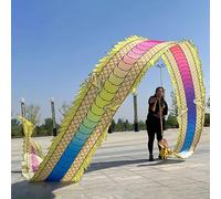 Dragon Dance Fitness Ribbon Dragon Poi Fitness Ribbon Streamer Set with Dragon Head and Swing Rope Multicolor 8-12m(Red,10M)(Yellow,12M)