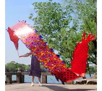 Dragon Dance Fitness Ribbon Dragon Poi Ribbon Fitness Streamer With Dragon Head Multiple Sizes Multicolor(Red,6M)(Red,10M)