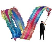 Dragon Dance Ribbon Streamer with Travel Bag, Washable Chinese Flinging Ribbon, Square Exercise Dance Dragon Poi, 8m/10m (Color : Red, Size : 8m/26ft)