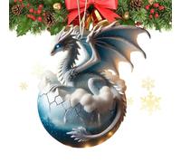 Dragon Decoration for the Christmas Tree, Christmas Tree Decoration, Tree Pendant, Acrylic Fantasy Christmas Pendant, Home Decoration, Vintage Egg Dinosaur Christmas Decoration for Home