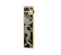 Dragon Design Butane Lighter, Black and Gold Metal, Soft Flame with Flint System for Candles and Gifts(No Fuel,Black dragon)