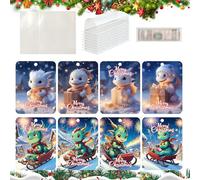 Dragon Design Christmas Money Holder, Holiday Money Holder Cards, Christmas Tree Charm with Blessings, Decorative Card Money Holder 13 x 10 cm for Holiday Event, Multicoloured, C, Se référer au